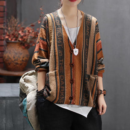 Autumn New Retro Printed Sweater Coat