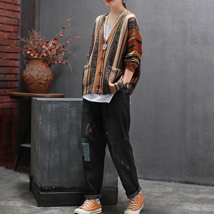 Autumn New Retro Printed Sweater Coat