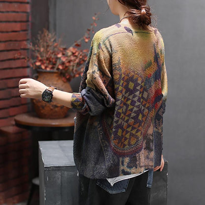 Autumn New Retro Printed Sweater Coat