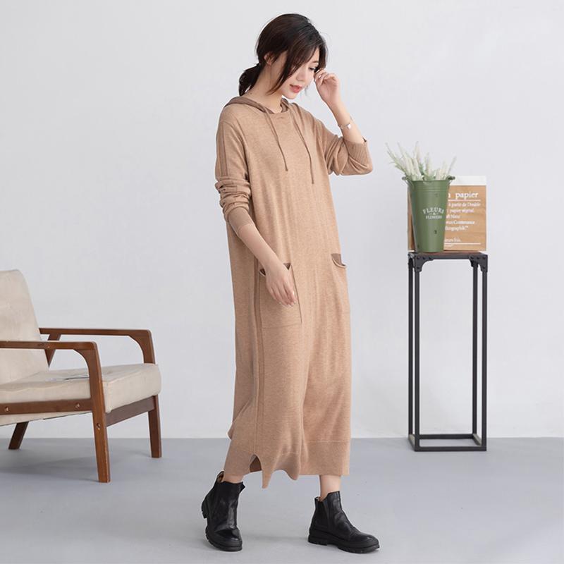 Autumn Pure Color Soft Comfortable Straight Dress