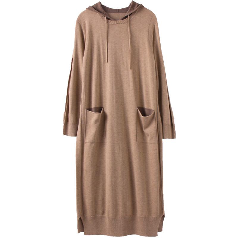 Autumn Pure Color Soft Comfortable Straight Dress