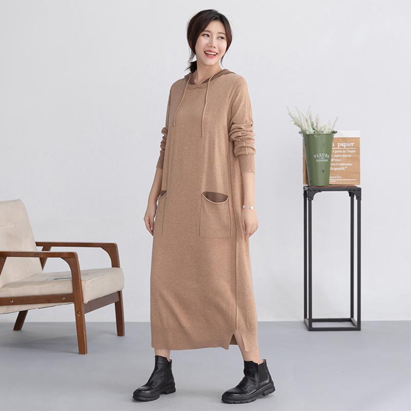 Autumn Pure Color Soft Comfortable Straight Dress