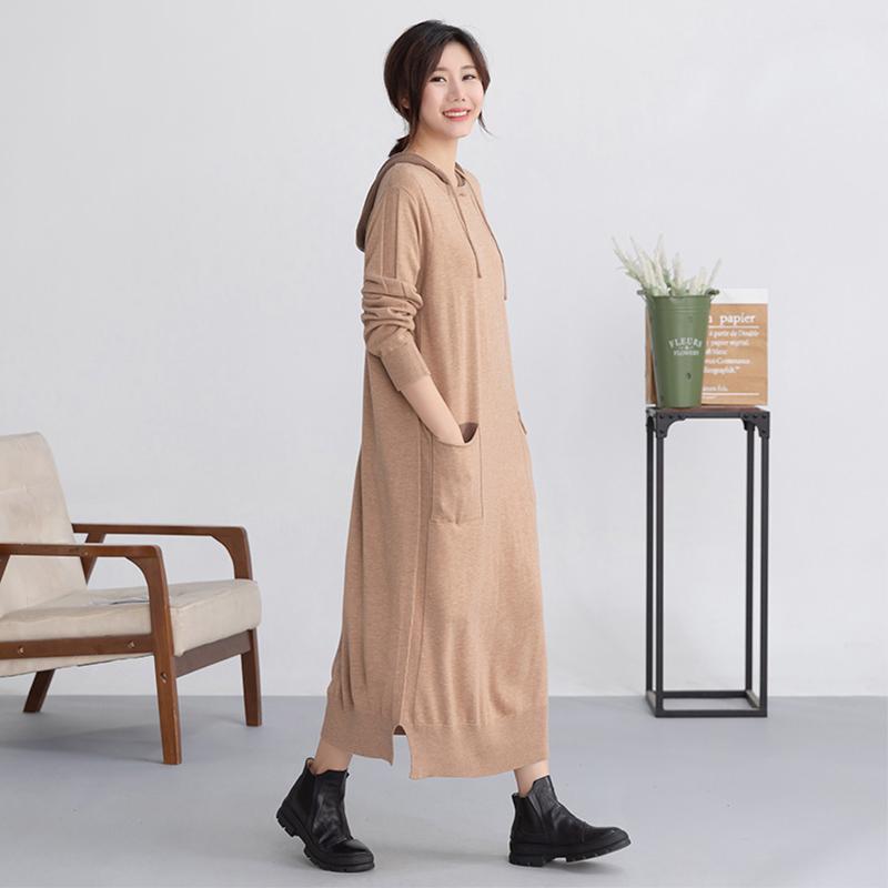 Autumn Pure Color Soft Comfortable Straight Dress