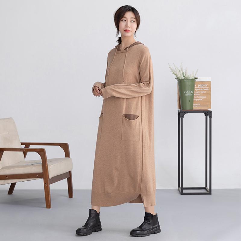 Autumn Pure Color Soft Comfortable Straight Dress