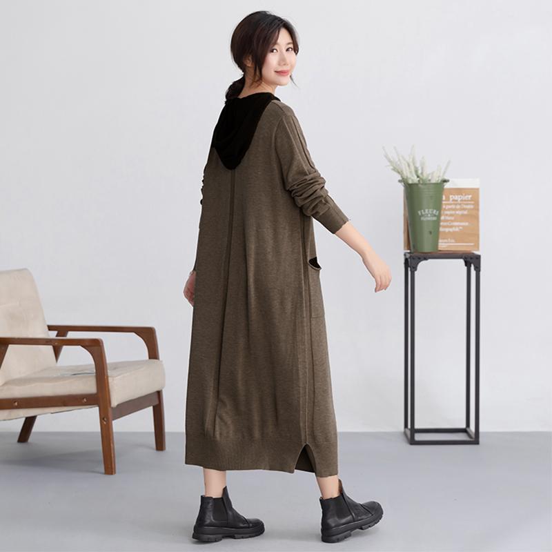 Autumn Pure Color Soft Comfortable Straight Dress