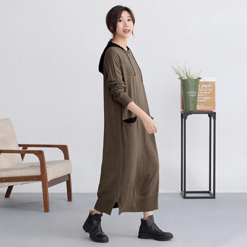 Autumn Pure Color Soft Comfortable Straight Dress