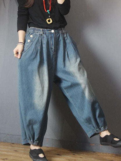 Autumn Retro Casual Pure Color Classic Jeans