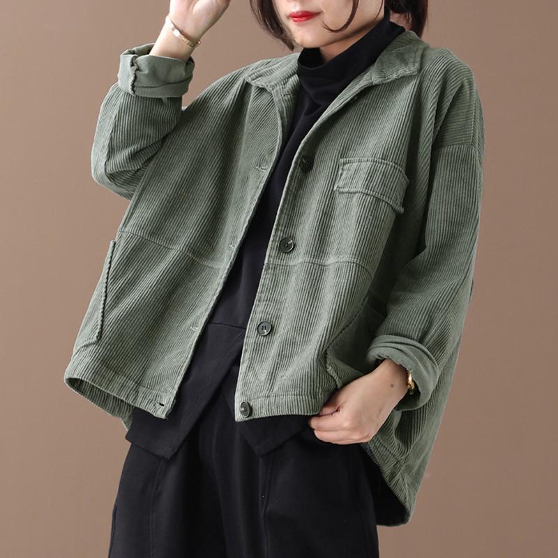Buykud Autumn Solid Color Loose Corduroy Jacket