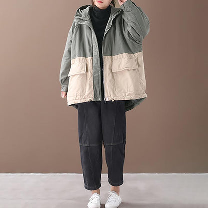 Autumn Winter Casual Colour Block Warm Coat