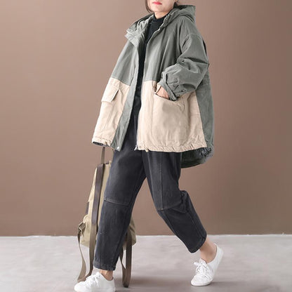 Autumn Winter Casual Colour Block Warm Coat