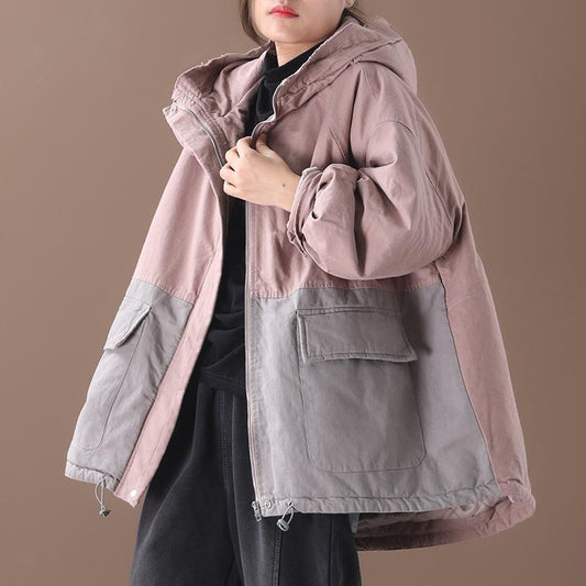 Autumn Winter Casual Colour Block Warm Coat