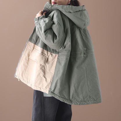 Autumn Winter Casual Colour Block Warm Coat