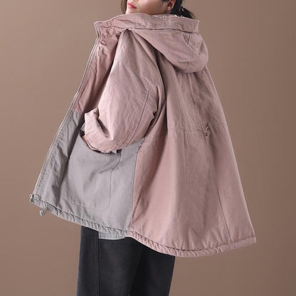 Autumn Winter Casual Colour Block Warm Coat
