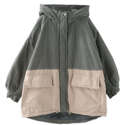 Autumn Winter Casual Colour Block Warm Coat