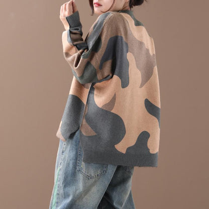 Autumn Winter Loose Camouflage Pullover Sweater