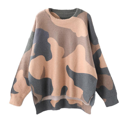 Autumn Winter Loose Camouflage Pullover Sweater