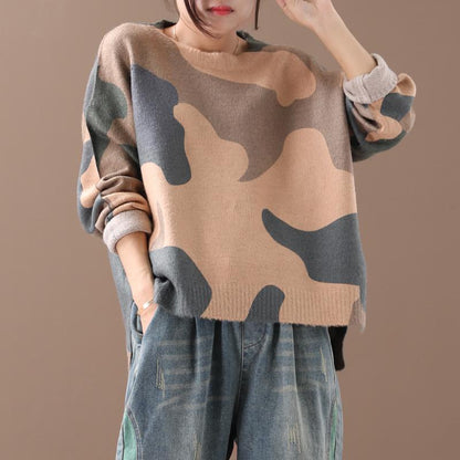 Autumn Winter Loose Camouflage Pullover Sweater