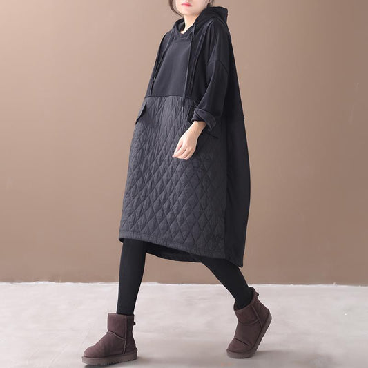 Autumn Winter New Loose Hooded Plus Velvet Dress