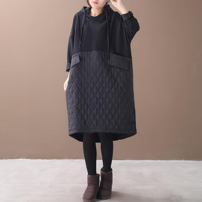 Autumn Winter New Loose Hooded Plus Velvet Dress