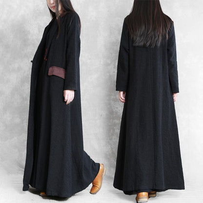 Buykud Autumn Winter Pure Color Lapel Trench Coat