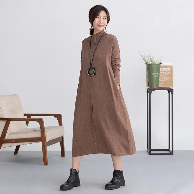 Autumn Winter Pure Color Simple Sweater Dress