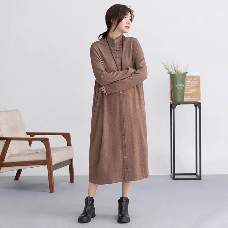 Autumn Winter Pure Color Simple Sweater Dress
