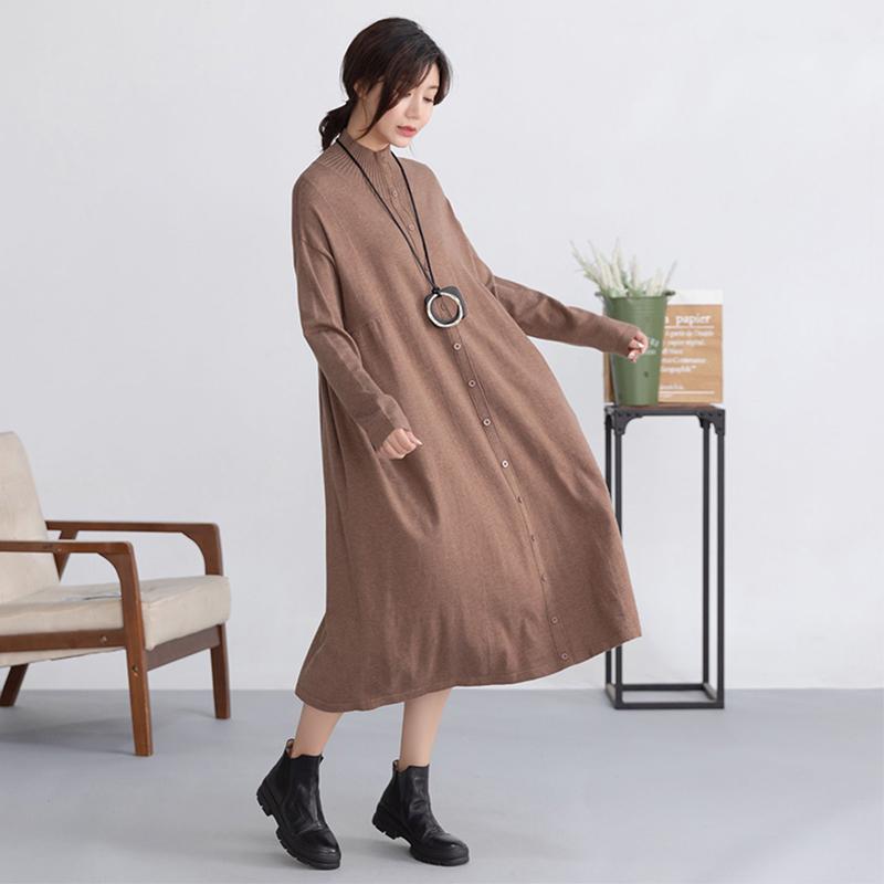 Autumn Winter Pure Color Simple Sweater Dress