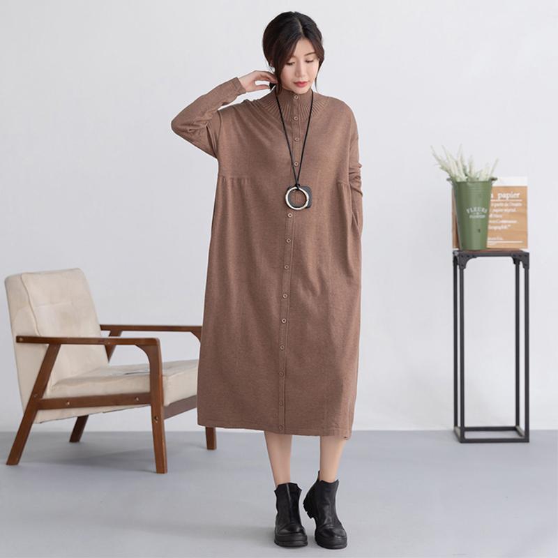 Autumn Winter Pure Color Simple Sweater Dress