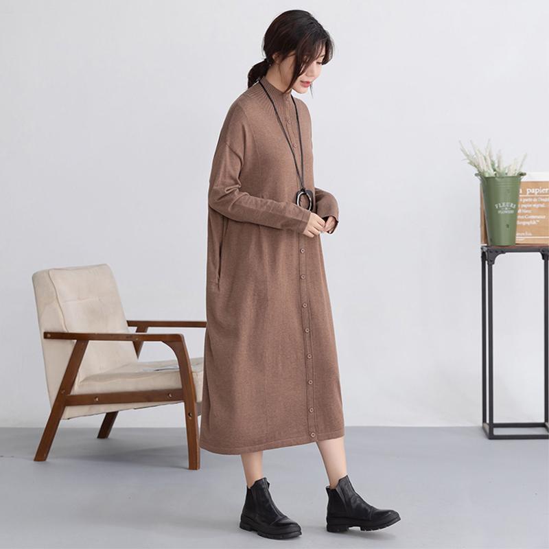 Autumn Winter Pure Color Simple Sweater Dress