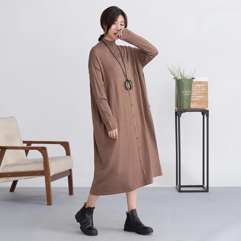 Autumn Winter Pure Color Simple Sweater Dress