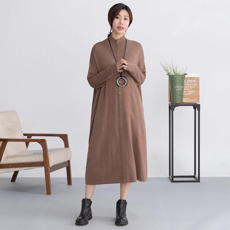 Autumn Winter Pure Color Simple Sweater Dress