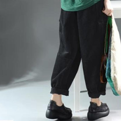 Autumn Winter Retro Corduroy Solid Color Pants