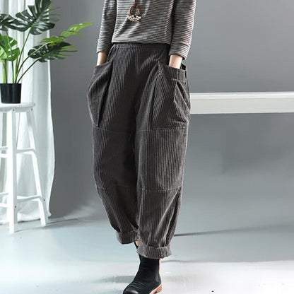 Autumn Winter Retro Corduroy Solid Color Pants