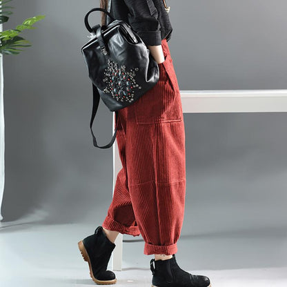 Autumn Winter Retro Corduroy Solid Color Pants
