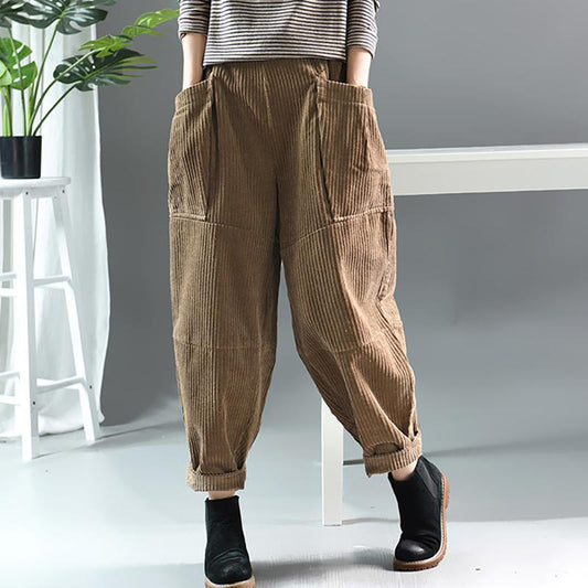 Autumn Winter Retro Corduroy Solid Color Pants