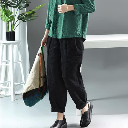 Autumn Winter Retro Corduroy Solid Color Pants