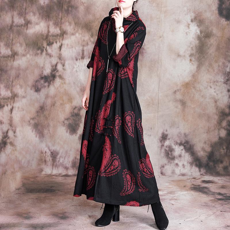 Autumn Winter Retro Printed Warm Comfortable Dress