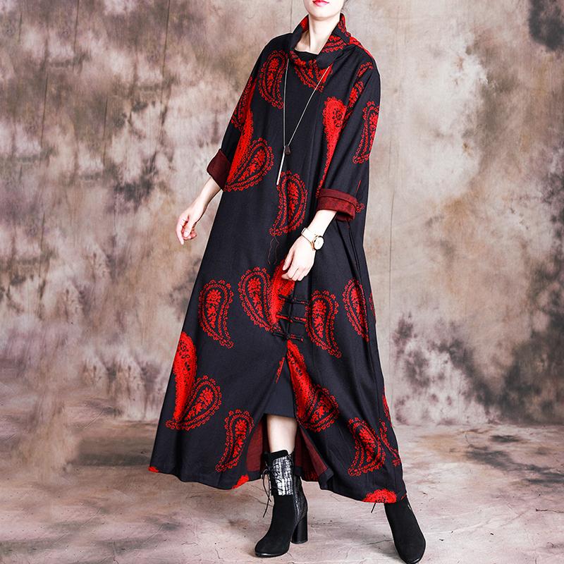 Autumn Winter Retro Printed Warm Comfortable Dress