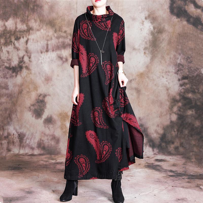 Autumn Winter Retro Printed Warm Comfortable Dress