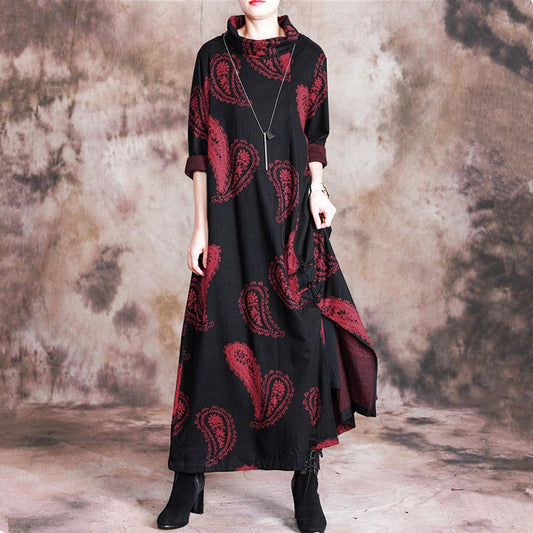 Autumn Winter Retro Printed Warm Comfortable Dress