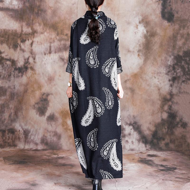 Autumn Winter Retro Printed Warm Comfortable Dress