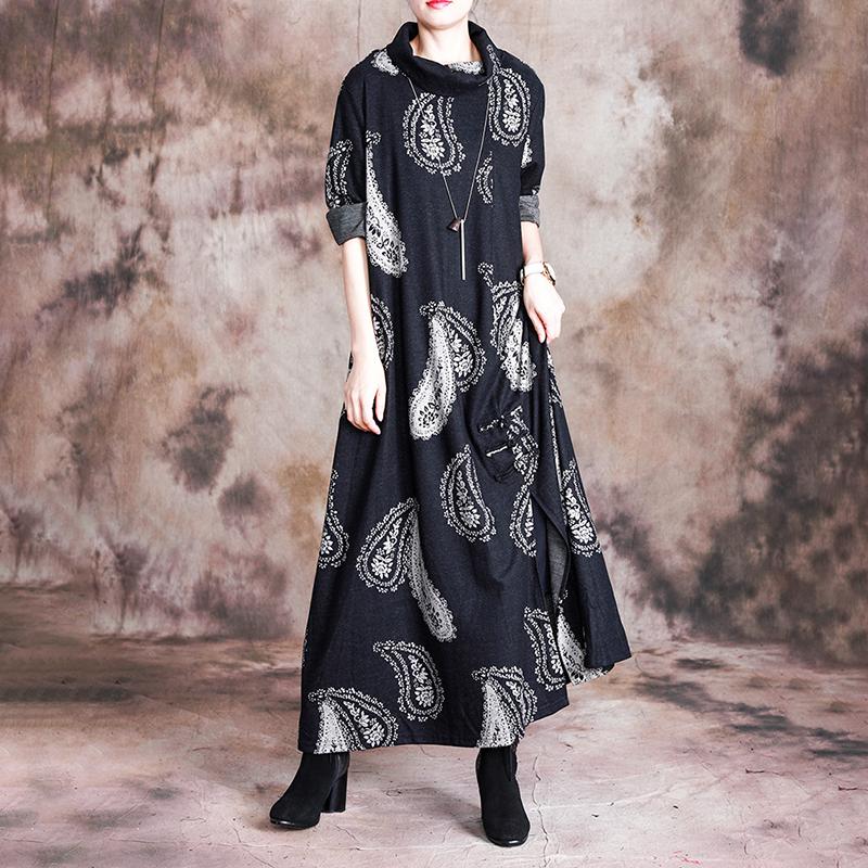 Autumn Winter Retro Printed Warm Comfortable Dress