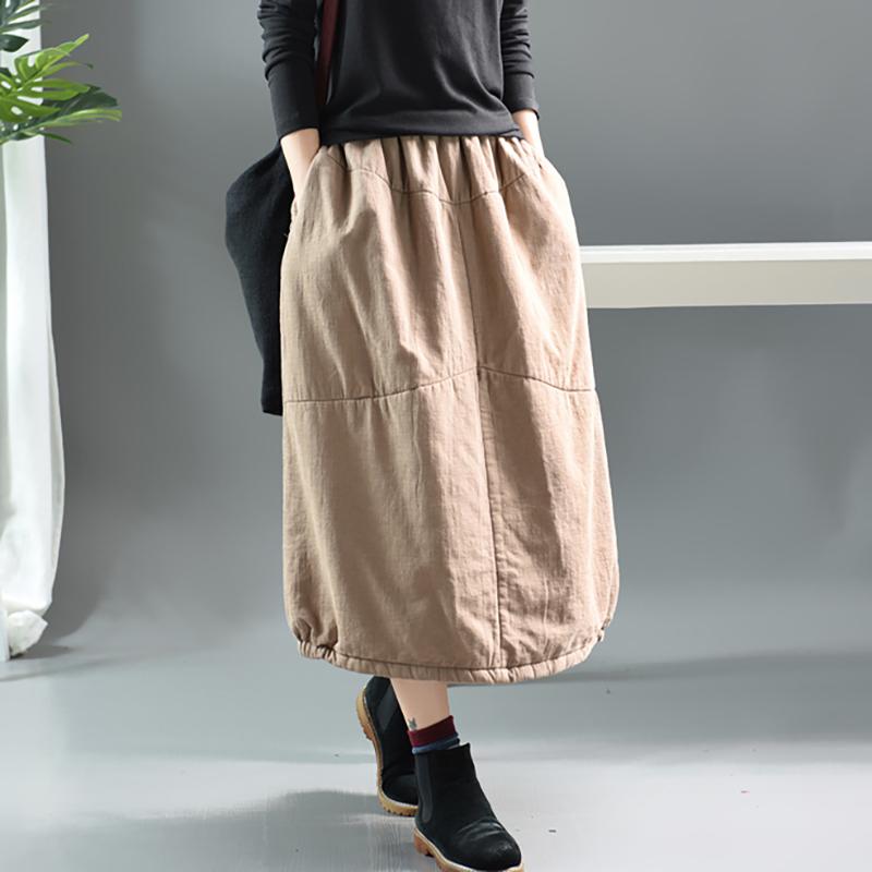 Autumn Winter Simple Pure Color Warm Skirt