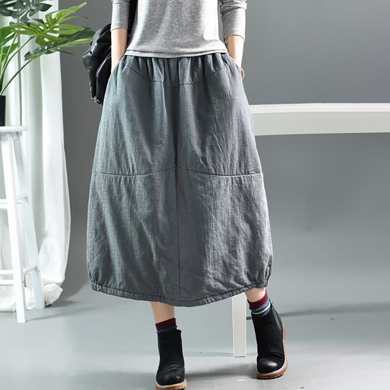 Autumn Winter Simple Pure Color Warm Skirt