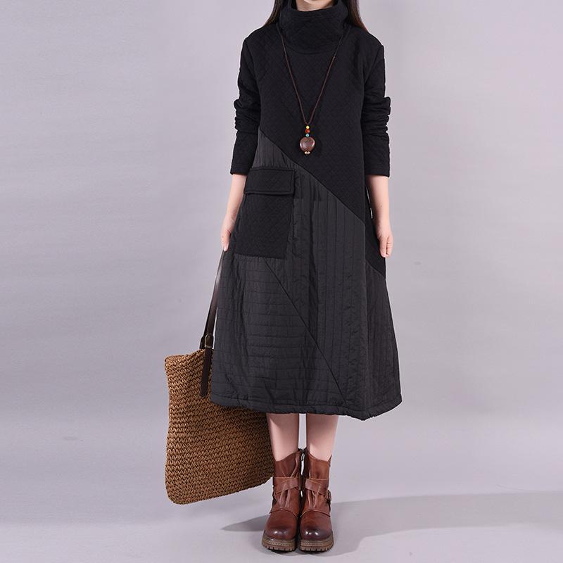 Autumn Winter Simple Stitching Design Casual Dress