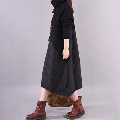Autumn Winter Simple Stitching Design Casual Dress