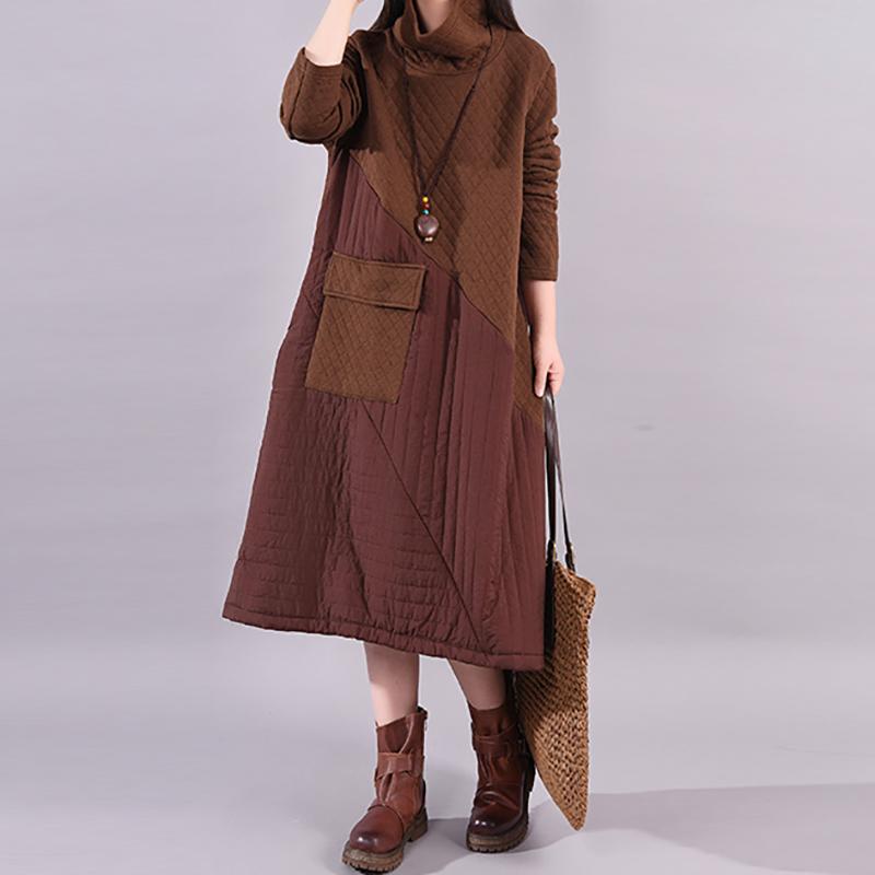 Autumn Winter Simple Stitching Design Casual Dress