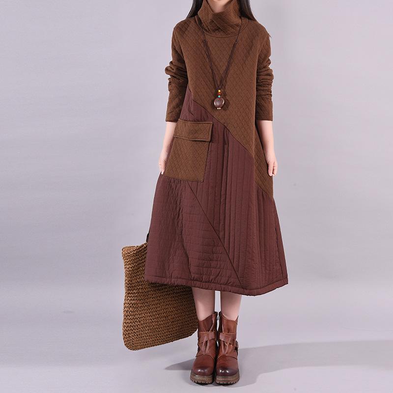 Autumn Winter Simple Stitching Design Casual Dress