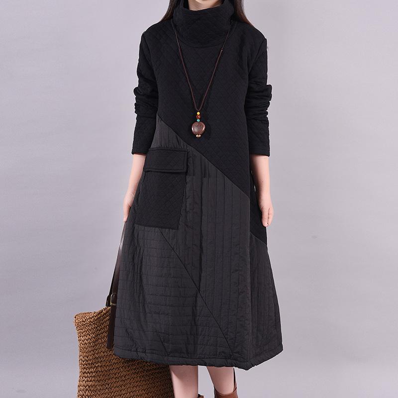 Autumn Winter Simple Stitching Design Casual Dress