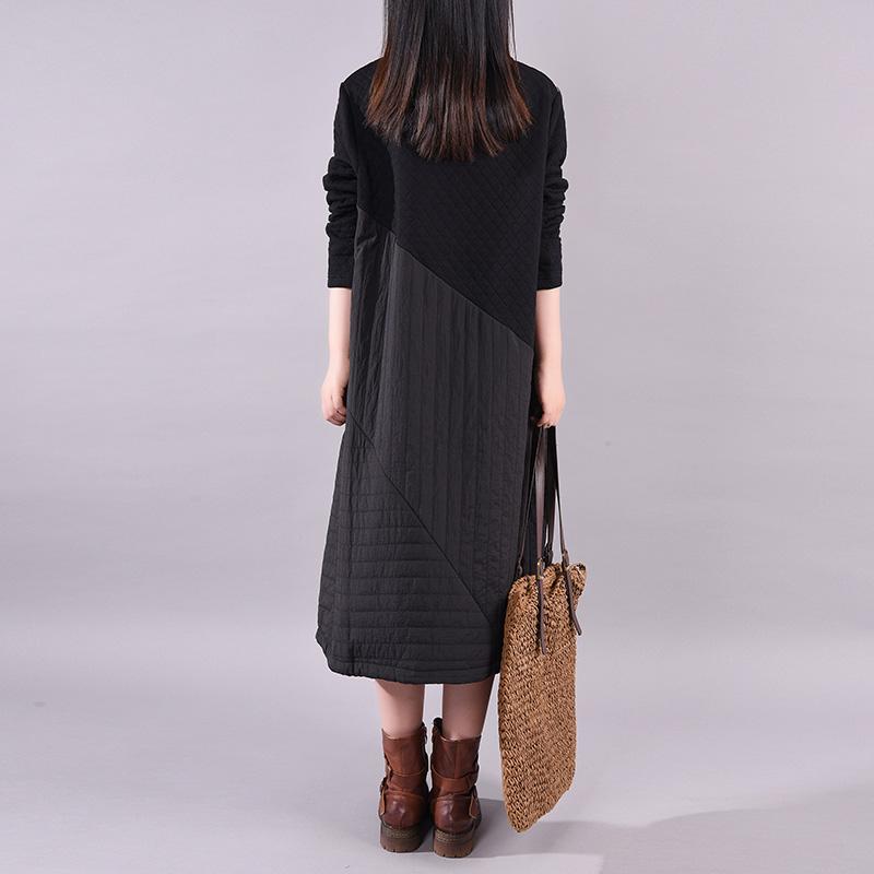 Autumn Winter Simple Stitching Design Casual Dress